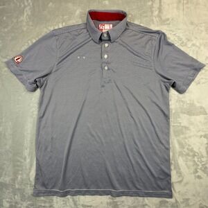 Oobe Polo Shirt Mens L Blue Chick-fil-A Team Style Micro‎ Stripe Recycled Fabric